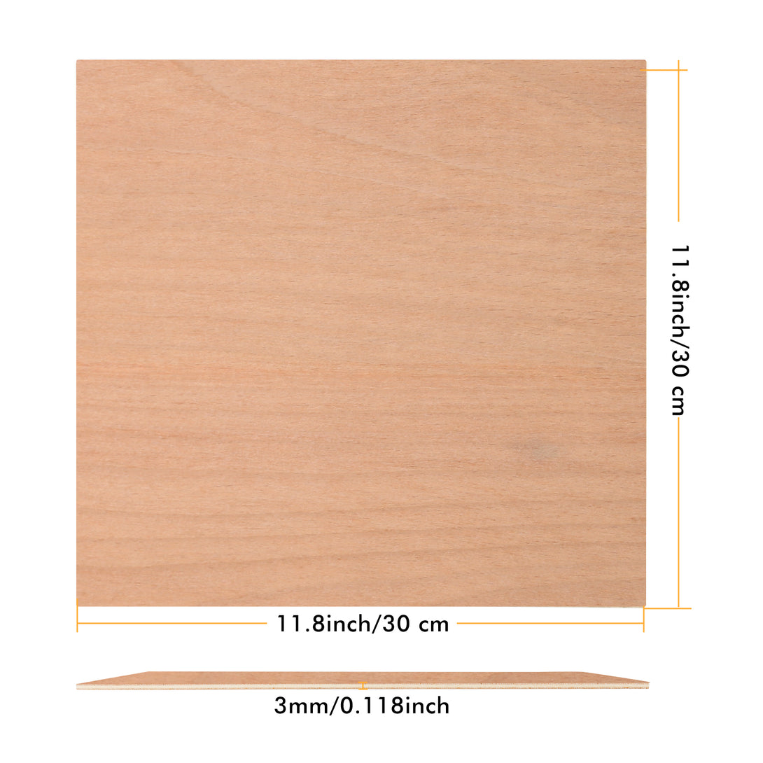6pcs Red Beech Plywood 1/8 x 12 x 12 Bubinga Unfinished Wood for Crafts CNC Cutting Painting - Atomstack EU
