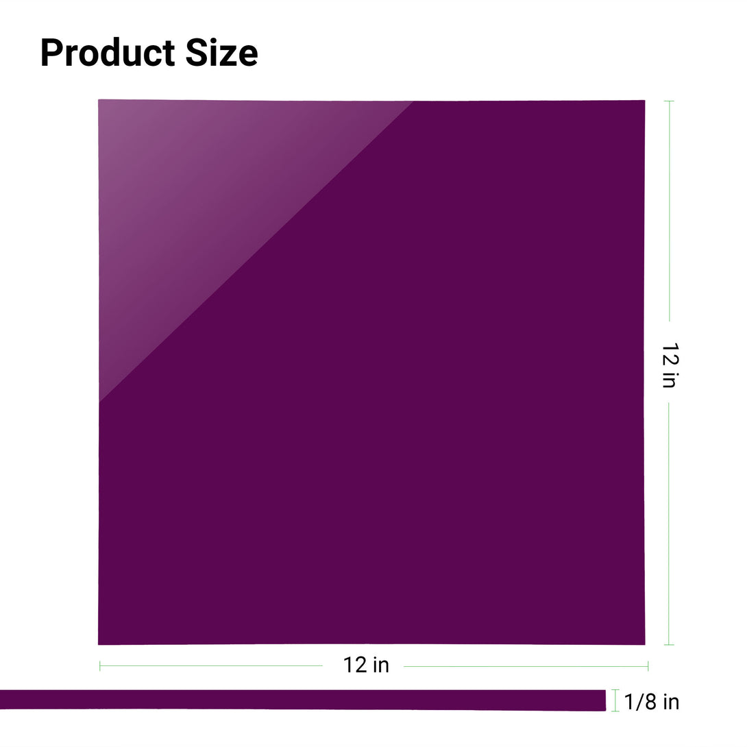 12x12 inch purple opaque acrylic sheets, each 1/8 inch thick, perfect for various crafting and sign-making applications.